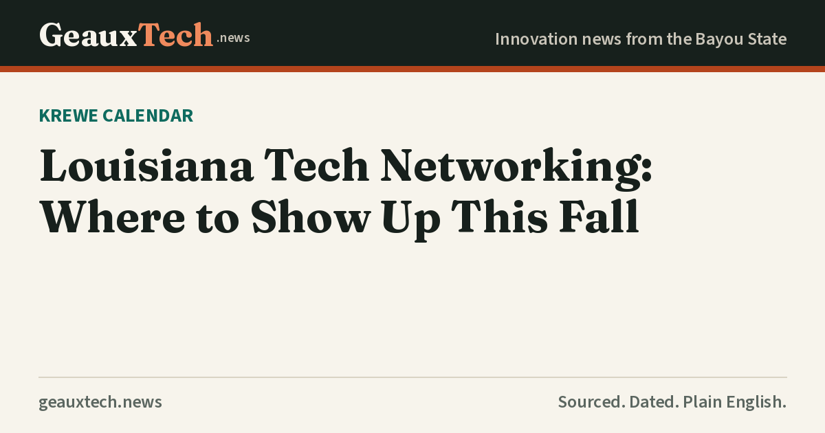 GeauxTech title card for the fall 2026 Louisiana tech networking guide